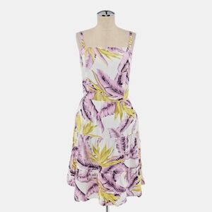 LOFT Dress Womens Size 10 Paradise‎ Tiered Ruffle Mini Tank Square Neck Tropical